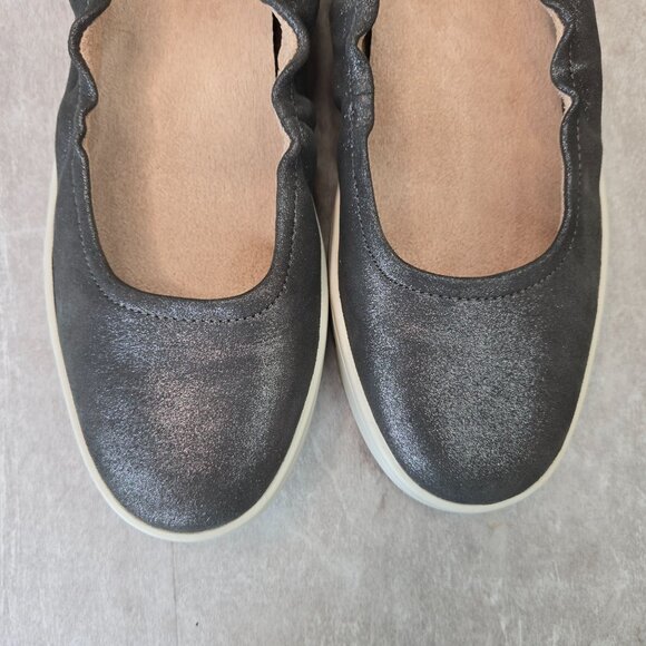 Vionic Ballet Flats Leather Gray Metallic Comfort Slip On Ballerina Shoes Size 7 - Picture 9 of 11